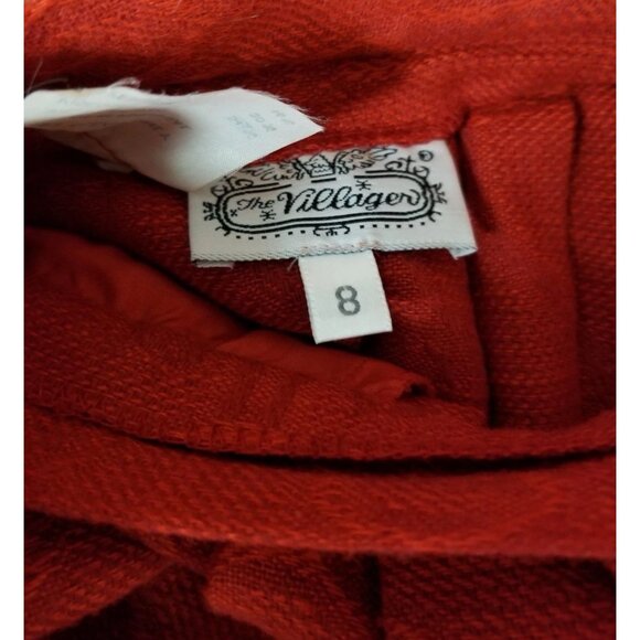 The Villager Vtg Wool Blend Red Striped Midi Skirt Sz 8 Modest Academia Office - Picture 4 of 7